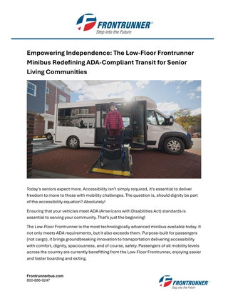 Empowering Independence: The Low‑Floor Frontrunner Minibus Redefining ADA‑Compliant Transit for Senior Living Communities