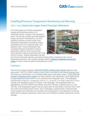 Installing Pharmacy Monitoring & Alarming