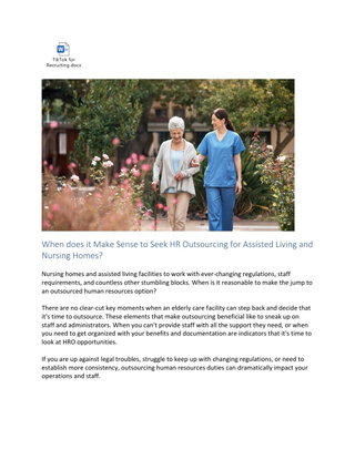 When does it Make Sense to Seek HR Outsourcing for Assisted Living and Nursing Homes?    