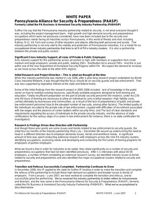 Pennsylvania Alliance for Security & Preparedness (PAASP)