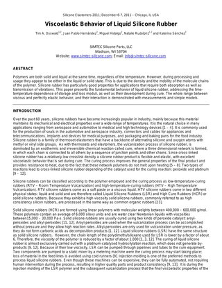 Viscoelastic Behavior of Liquid Silicone Rubber (LSR)
