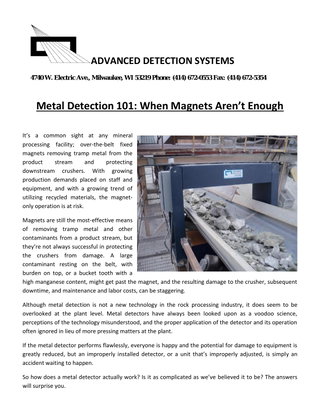 Metal Detection 101 - When Magnets Aren't Enough