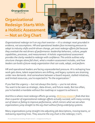 Organizational Redesign Starts With a Holistic Assessment — Not an Org Chart
