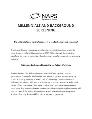 Millennials and Background Screening