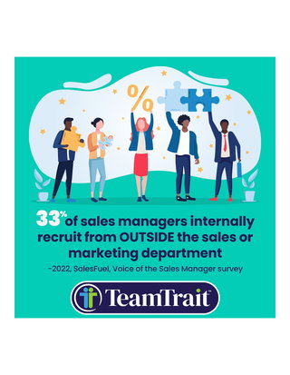 TeamTrait: 33% of sales managers internally recruit from OUTSIDE sales or marketing department