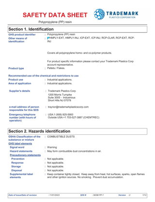 Safety Data Sheet - POLYPROPYLENE