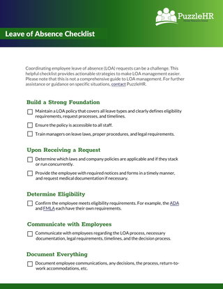 2026 Leave of Absence (LOA) Checklist