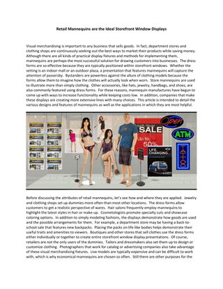 Retail Mannequins are the Ideal Storefront Window Displays