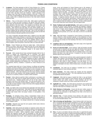 Unison Solutions Purchase Terms & Conditions