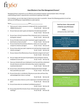 Employer Report Card - How Effective Is Your Plan Management Process?