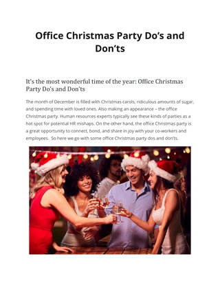 Office Christmas Party Do’s and  Don’ts