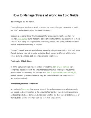 How to Manage Stress at Work: An Epic Guide