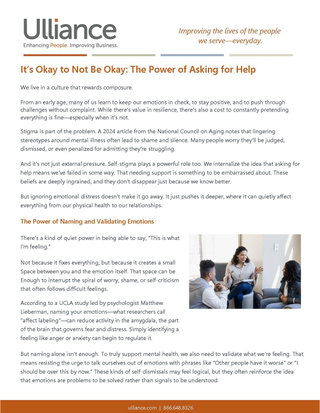 It's Okay to Not Be Okay: The Power of Asking for Help