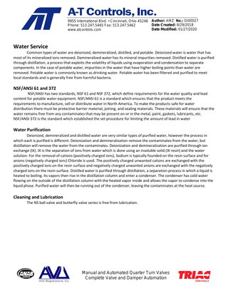 Making it clear – the water quality standards of NSF/ANSI 61 and 372