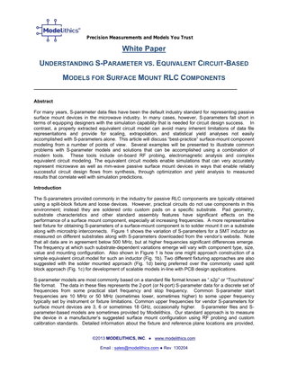 Understanding S-parameter vs. Equivalent Circuit-Based Models for Surface-Mount RLC Components