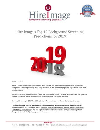 Hire Image’s Top 10 Background Screening Predictions for 2019