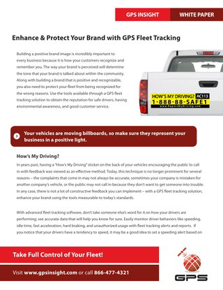 Enhance and Protect Your Brand Image with GPS Tracking