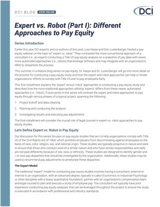 Expert vs. Robot (Part 1): Different Approaches to Pay Equity