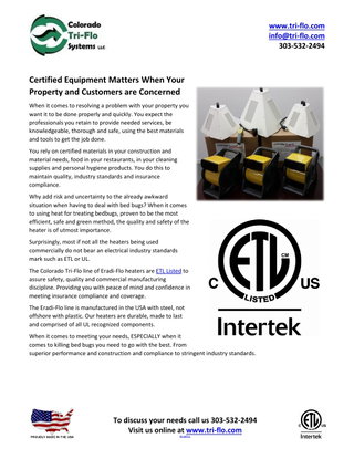 ETL Listing Matters When Choosing a Bed Bug Heater