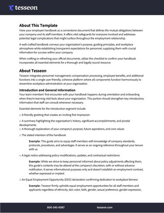 Employee Handbook Checklist