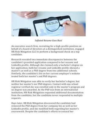 Inflated Resume Goes Bust