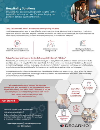 Using DeGarmo’s Fit Index® Assessments for Hospitality Solutions