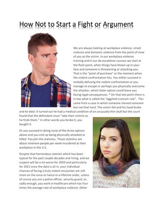 How Not to Start a Fight or Argument