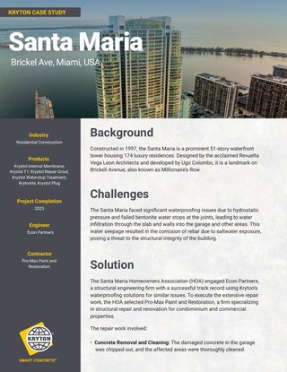 Solving Waterproofing Challenges at the Santa Maria Tower