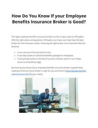 How Do You Know If your Employee  Benefits Insurance Broker is Good?