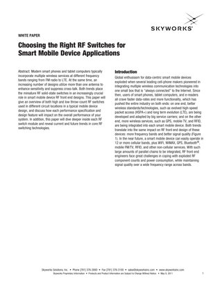 Choosing the Right RF Switches for Smart Mobile Device Applications