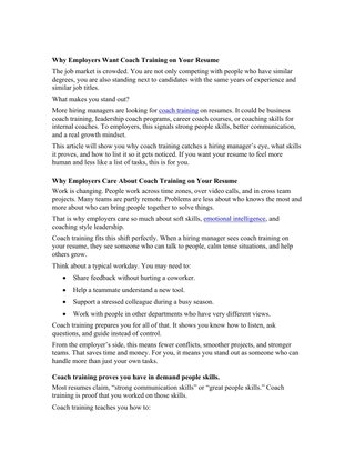 Why Employers Want Coach Training On Your Resume (And How To Show It)