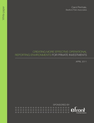 Creating more effective operational reporting environments for private investments - April, 2012