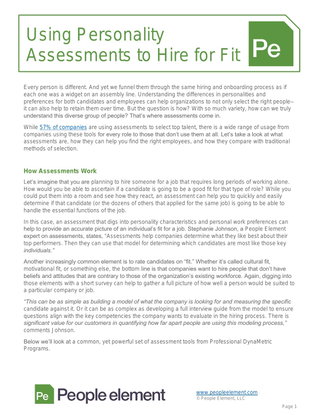 Using Personality Assessments to Hire for Fit