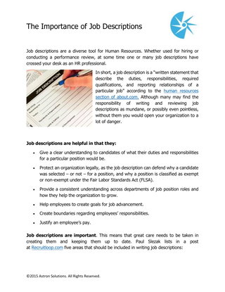 The Importance of Job Descriptions
