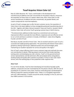Tosaf Acquires Vision Color LLC