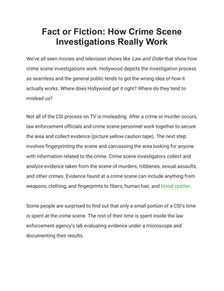 Fact or Fiction: How Crime Scene Investigations Really Work