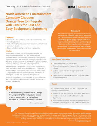 North American Entertainment Company Chooses Orange Tree to Integrate with iCIMS