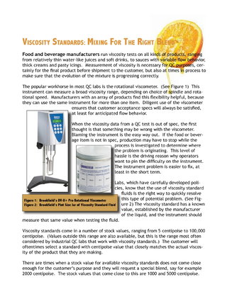 Viscosity Standards:  Mixing For The Right Blend