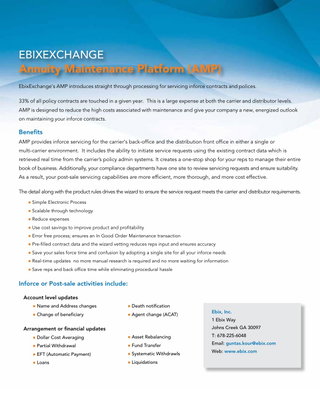 Industry's first DOL ready Annuity Maintenance Platform (AMP)