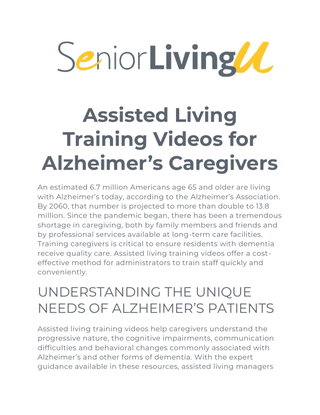 Assisted Living Training Videos for Alzheimer’s Caregivers