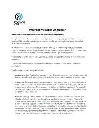 Whitepaper on Integrated Marketing