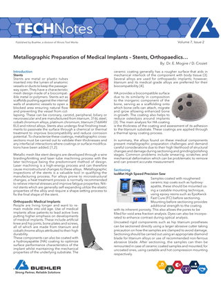 Metallographic Preparation of Medical Implants – Stents, Orthopaedics…