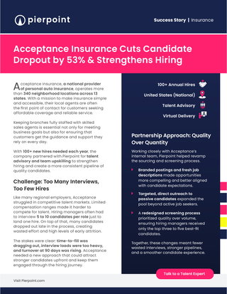 Case Study: Acceptance Insurance Cuts Candidate Dropout by 53% & Strengthens Hiring