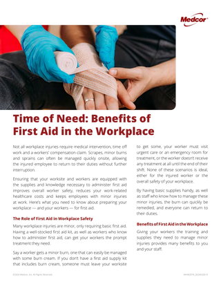 Time of Need: Benefits of First Aid in the Workplace