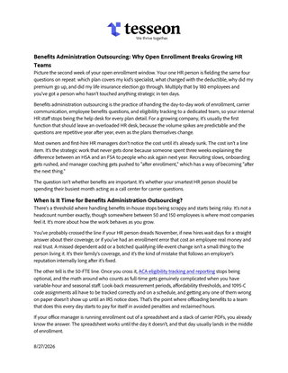 Benefits Administration Outsourcing: Why Open Enrollment Breaks Growing HR Teams