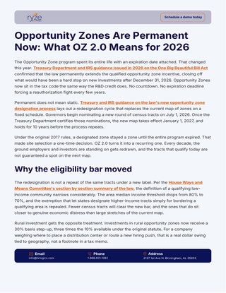 Opportunity Zones Are Permanent  Now: What OZ 2.0 Means for 2026