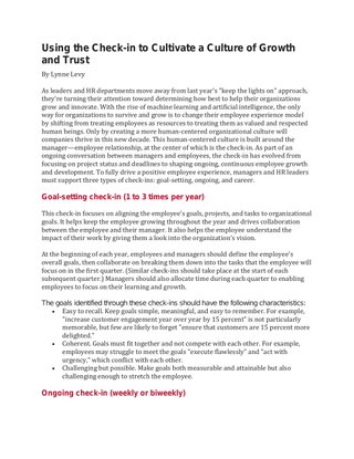 Using the Check-in to Cultivate a Culture of Growth and Trust