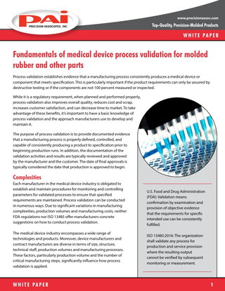 Fundamentals of medical device process validation for molded rubber and other parts