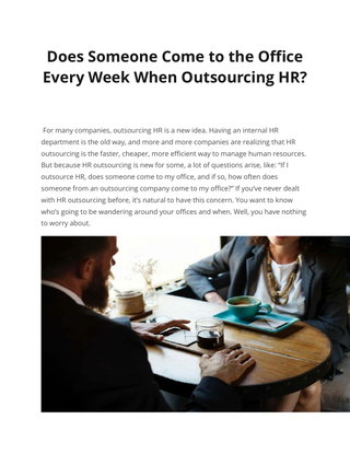 Does Someone Come to the Office Every Week When Outsourcing HR? 