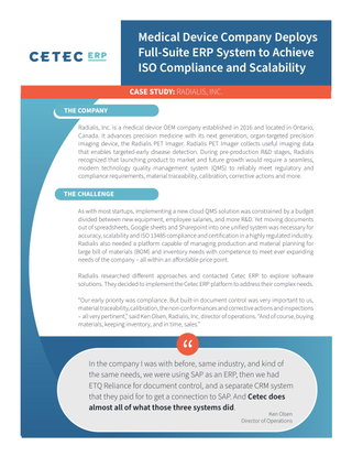 Medical Device Company Deploys Cetec ERP to Achieve ISO Compliance and Scalability
